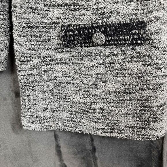 Karl Lagerfeld Tweed Knit Top Black and White Front Pocket Button Detail Large - Picture 2 of 12